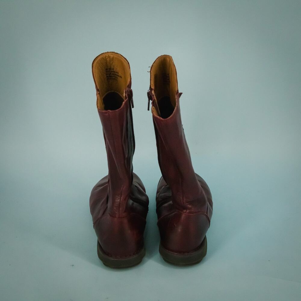 Miz Mooz 40 Size 9-9.5 Pass Burgundy Leather Slouchy Side Zip Leather Mid-Calf B - Picture 5 of 8